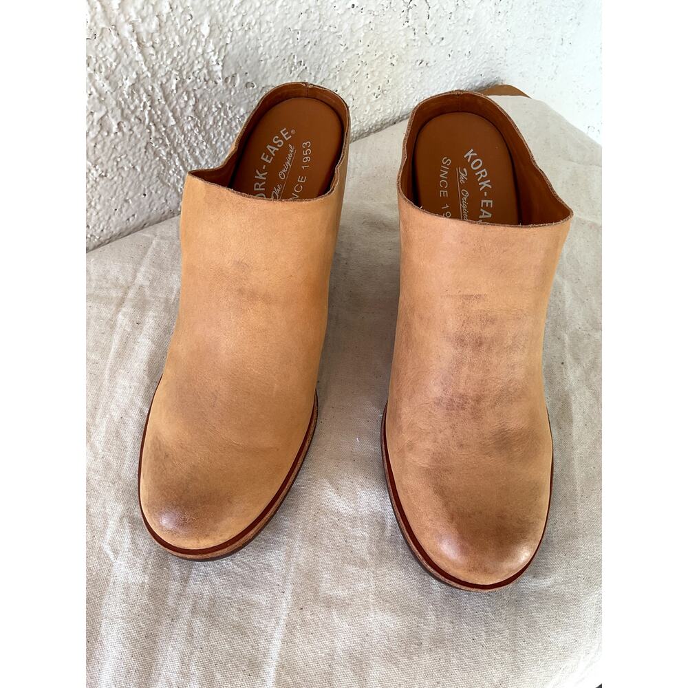 KorkEase Challis Tan Nubuck Leather, Wedge Mule Clog Booties Slip On Women 8.5 - Picture 11 of 11